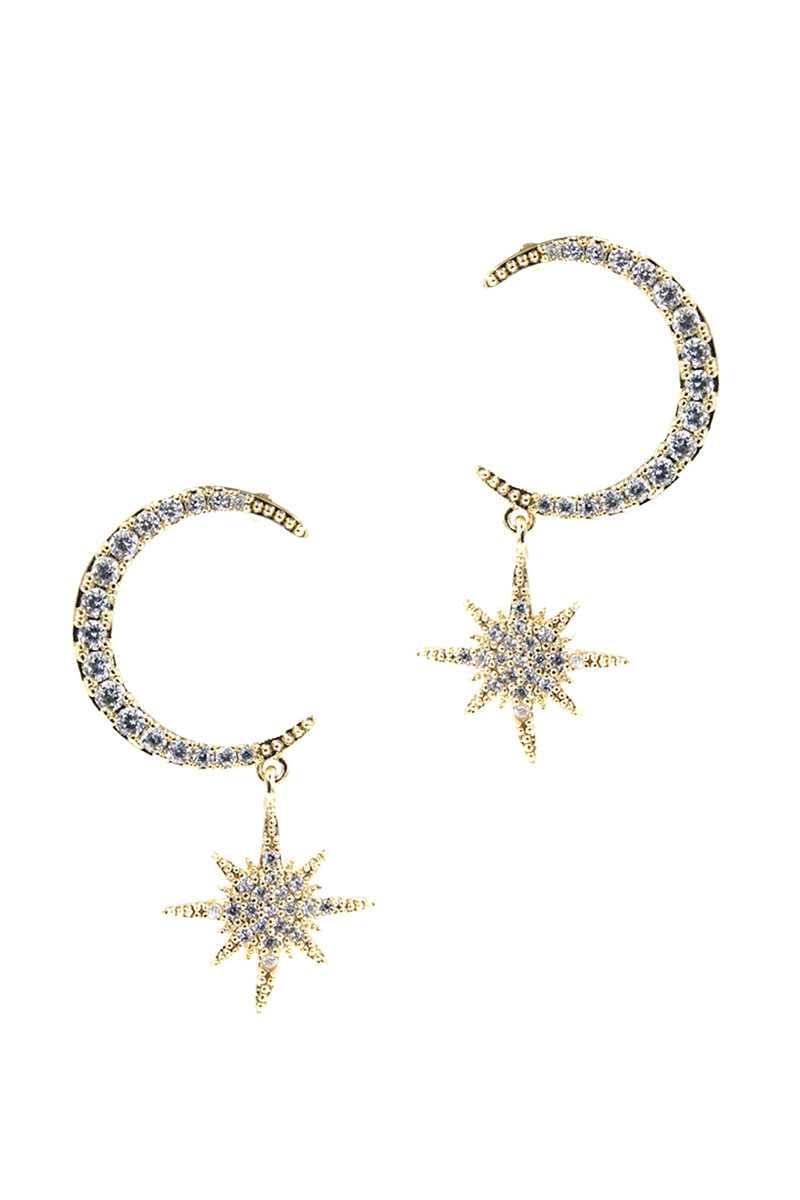 Cresent Star Dangling Rhinestone